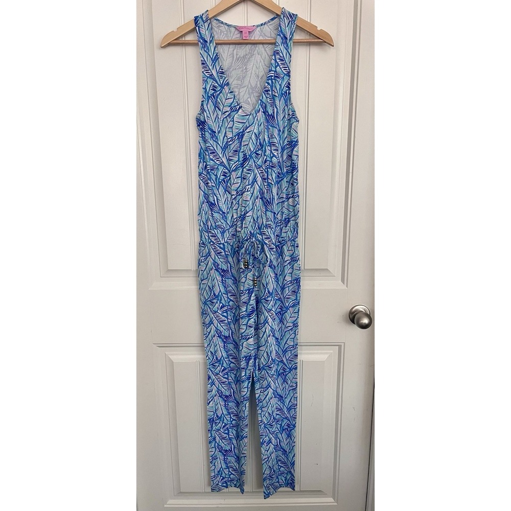 Lilly Pulitzer Paulina Jumpsuit Floral Breakwater XXS Blue Pink 592